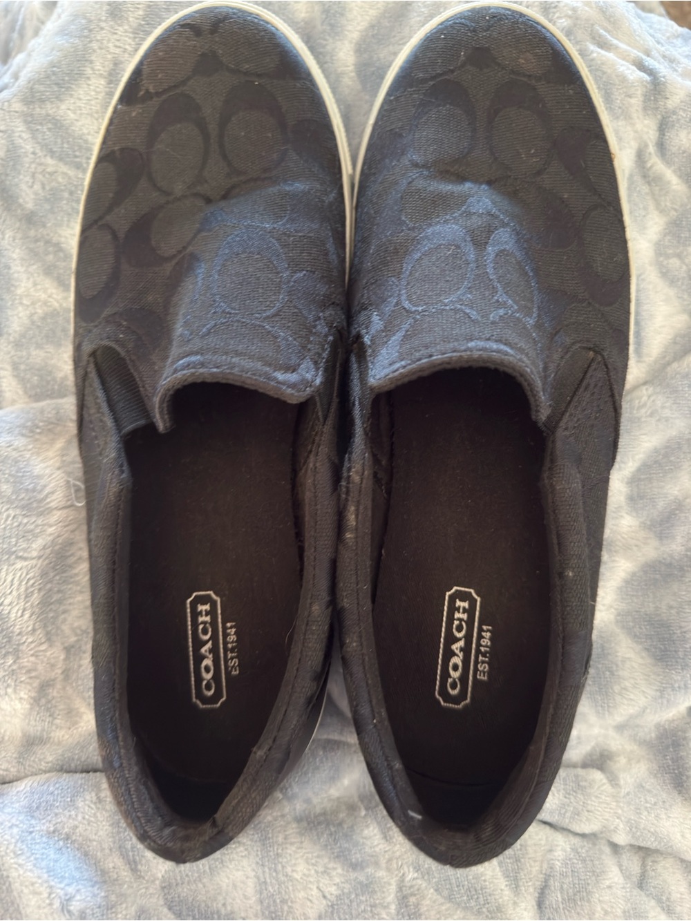 Coach Alegra Black Signature Jacquard Slip On Sneakers Womens 8.5 A1688 - Picture 3 of 6